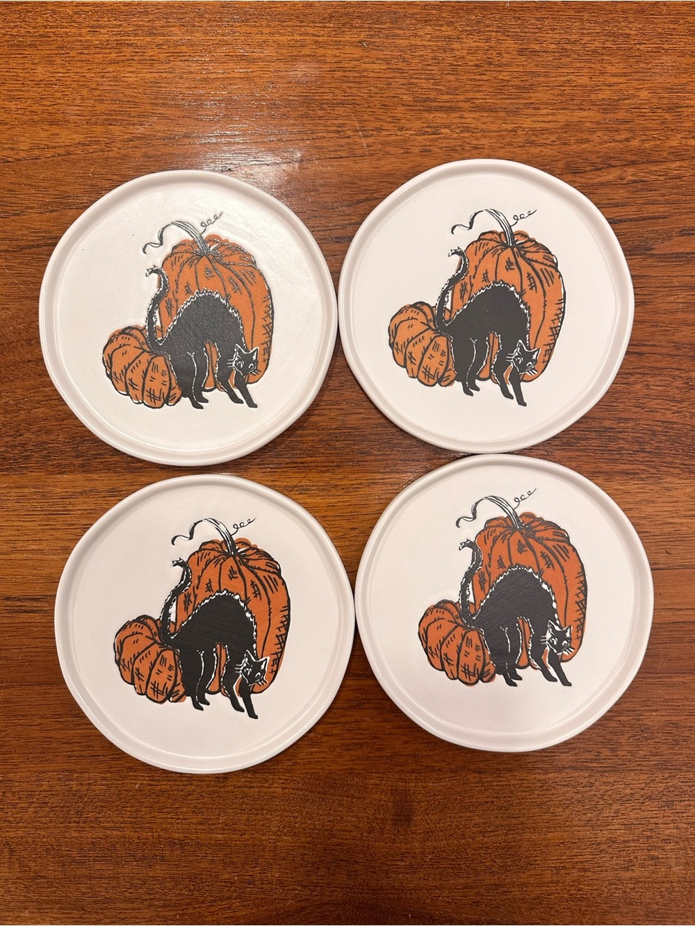 NEW Threshold Halloween Stoneware Appetizer Plate, Set of 4
